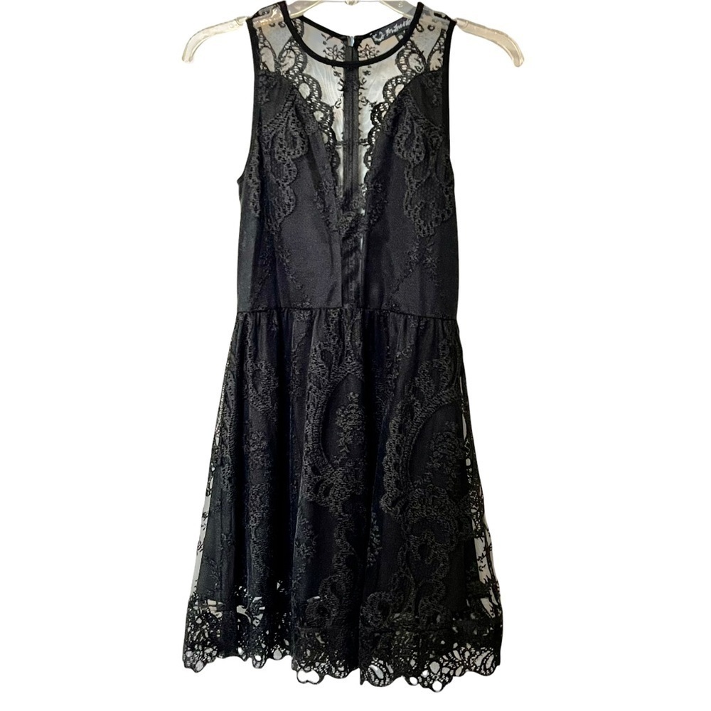 For Love and Lemons Mini Dress With Sexy Sheer Lace & Mesh front Panel S